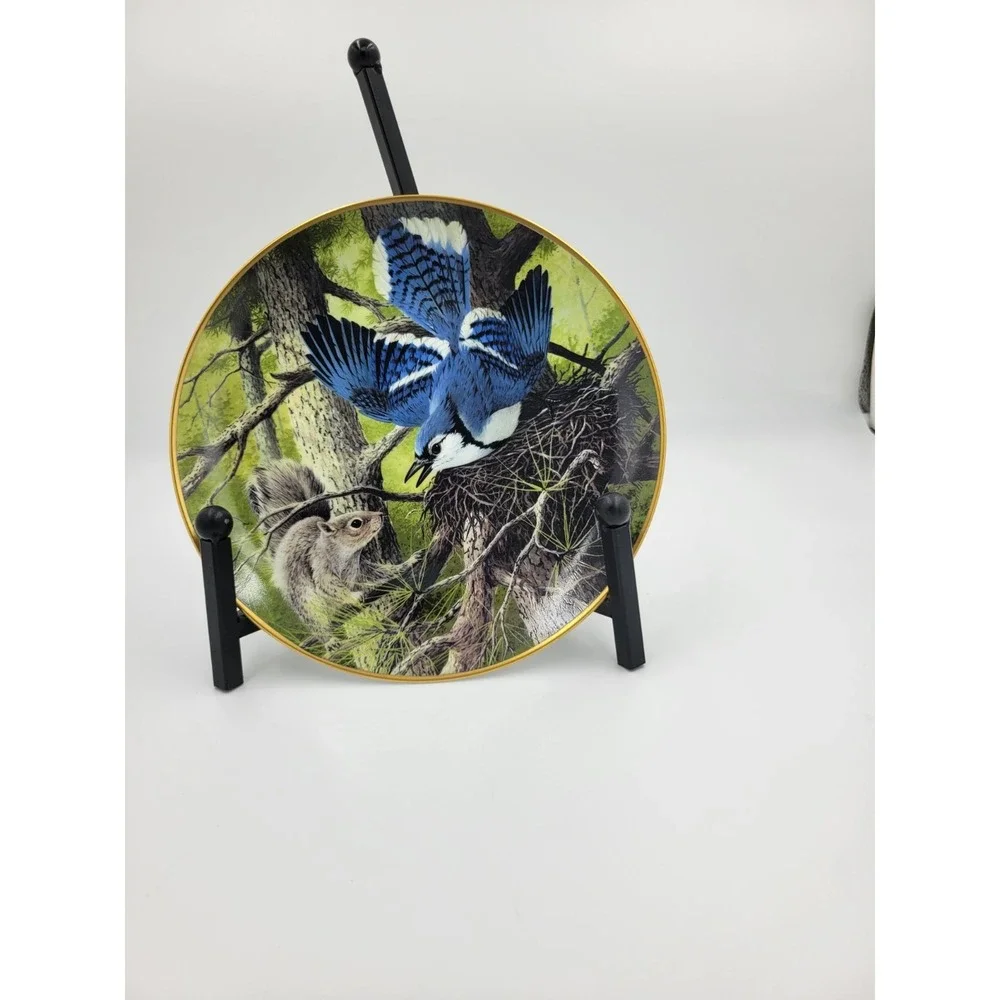 A‎ J RUDISILL BLUEJAY PROTECTING THE NEST Plate Excellent 1st Edition 1983